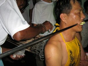 Taoist Priest with Spear Rod and Hooks Penang Nine Emperor Gods Festivals