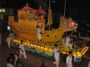 Nine Emperor Effigy Boat called Ong Chun in Tow Boo Kong Butterworth Penang Nine Emperor Effigy Boat called Ong Chun in Tow Boo Kong Butterworth Penang
