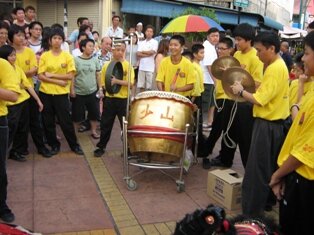 second set of drummers during chap goh meh in penang second set of drummers during chap goh meh in penang