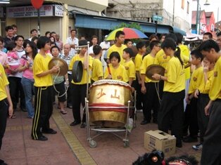 Girl drummer during chap goh meh in penang