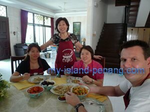 Pheng, Ching and Josh eating in Penang Homecooks Pheng, Ching and Josh eating in Penang Homecooks