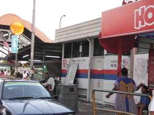 Number 2 Free shuttle bus stop, as you walk out from the ferry Weld Quay, Penang