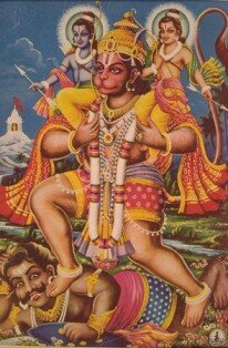Hanuman carrying Rama and Sita Hanuman carrying Rama and Sita