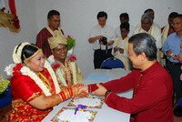 The Sokai Gokai Chief congratulating the newly weds in Indian Wedding The Sokai Gokai Chief congratulating the newly weds in Indian Wedding