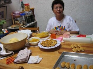 Lina with her Jam Puffs and Tarts