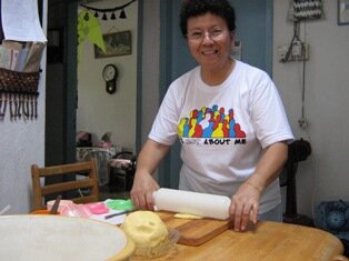 Rolling the dough for Jam puff