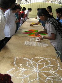 Rice Kolam making in Mak Mandin Penang