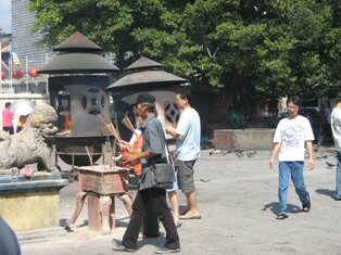 Two big Urns for joss paper in Goddess of Mercy Penang Two big Urns for joss paper in Goddess of Mercy Penang