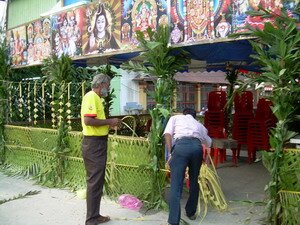 Preparing panthal for thaipusam penang Preparing panthal for thaipusam penang