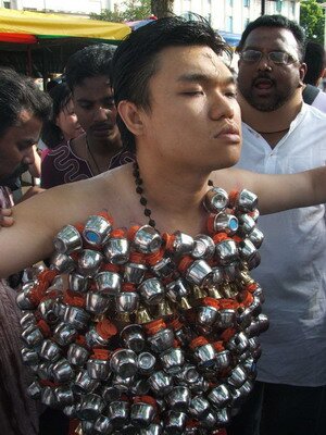 16 hooks on Patrick's back in Penang Thaipusam 16 hooks on Patrick's back in Penang Thaipusam