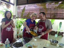 Australian Chef Jan and Steve cooking with Pearly Australian Chef Jan and Steve cooking with Pearly