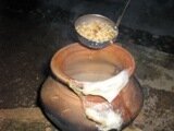 Stir in the prepared sweetened rice mixture Stir in the prepared sweetened rice mixture