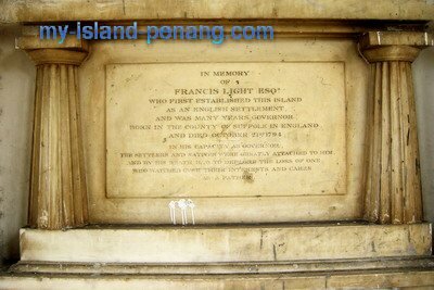 Francis Light Monument Inscription in Penang Francis Light Monument Inscription in Penang