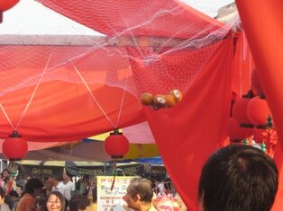 oranges caught by the net during chap goh meh in penang oranges caught by the net during chap goh meh in penang