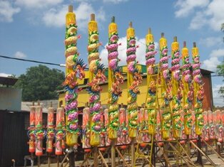 Rows of giant joss for Jade Emperor in Penang Rows of giant joss for Jade Emperor in Penang