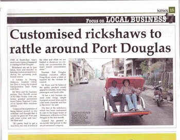 Penang trishaw sailing to Cairns