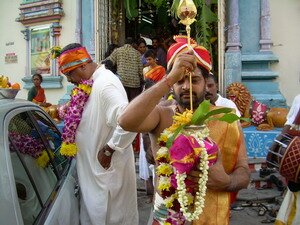 Handling over spear ceremony at Sri Mariamman Temple