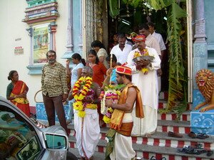 Priest handling over spear ceremony at sri mariamman temple Priest handling over spear ceremony at sri mariamman temple