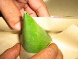folding paper with banana leaf