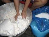 mixed the dried out rice and sugar