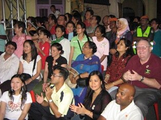 International students during chap goh mei in Penang