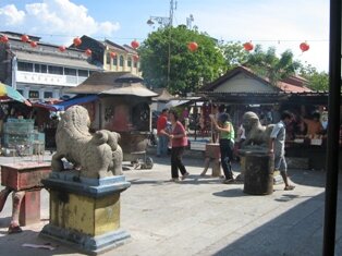 Lions in front of Goddess of Mercy Temple Penang